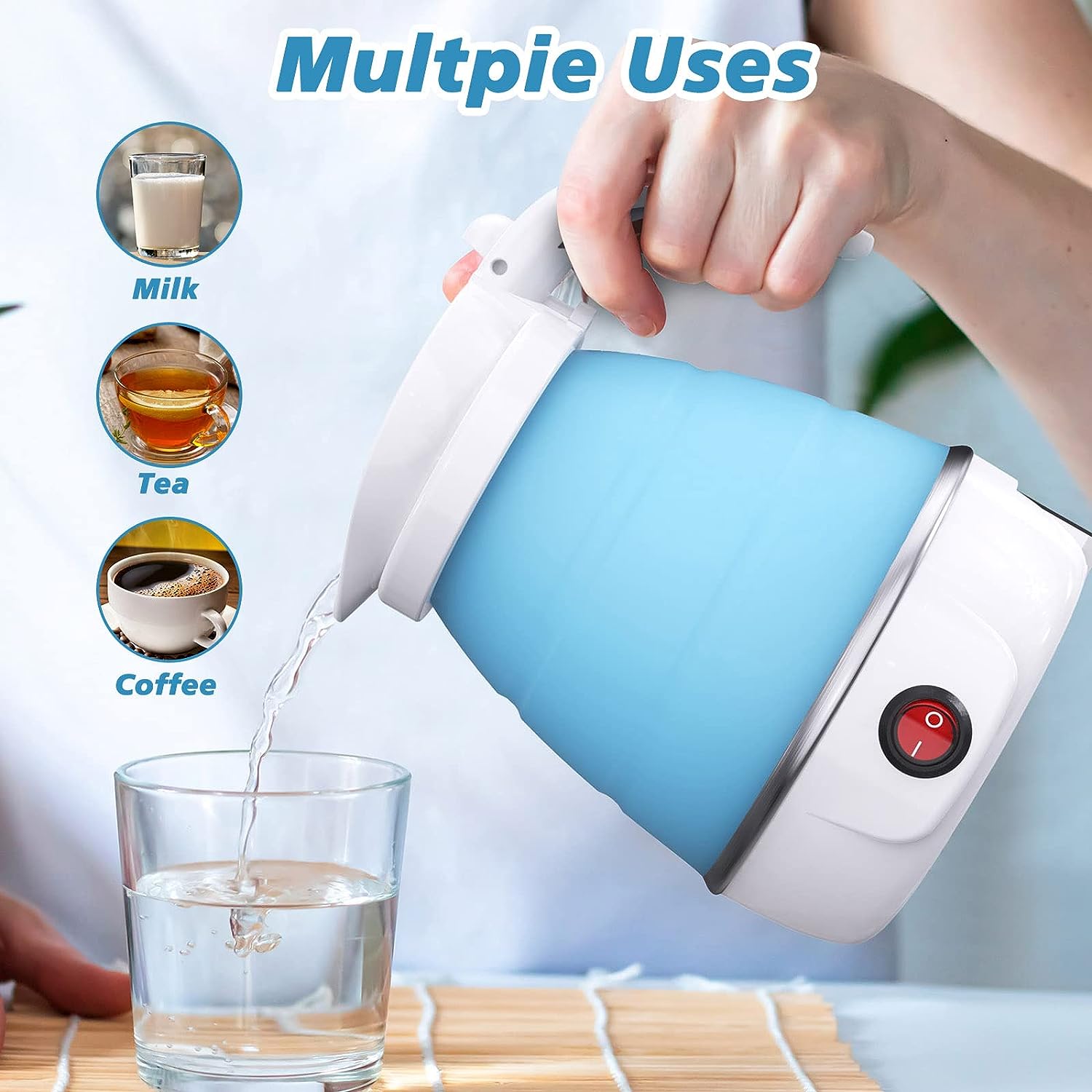 Travel Electric Kettle, Portable Small Tea Coffee Pot Water Boiler